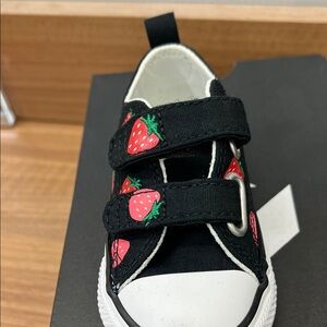 Converse Black and White Kids Sneakers with Strawberry Design